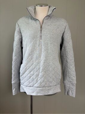Lululemon Forever Warm Pullover Heathered Vapor Gray Quilted Size 10
